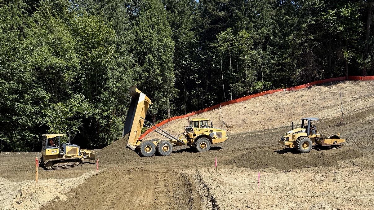 Riverton excavator and crew on a road utility job